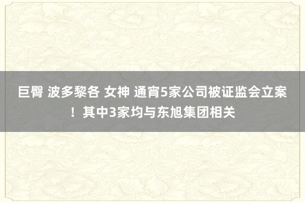 巨臀 波多黎各 女神 通宵5家公司被证监会立案！其中3家均与东旭集团相关