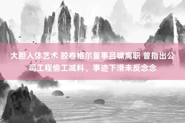 大胆人体艺术 胶卷格尔董事吕啸离职 曾指出公司工程偷工减料、事迹下滑未反念念