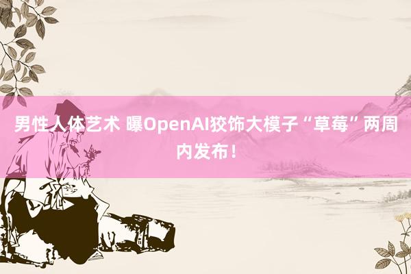 男性人体艺术 曝OpenAI狡饰大模子“草莓”两周内发布！