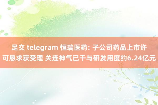 足交 telegram 恒瑞医药: 子公司药品上市许可恳求获受理 关连神气已干与研发用度约6.24亿元