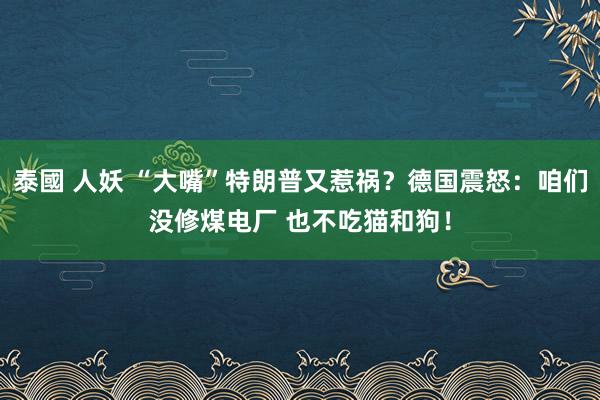 泰國 人妖 “大嘴”特朗普又惹祸？德国震怒：咱们没修煤电厂 也不吃猫和狗！