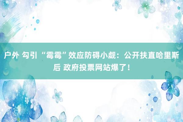 户外 勾引 “霉霉”效应防碍小觑：公开扶直哈里斯后 政府投票网站爆了！