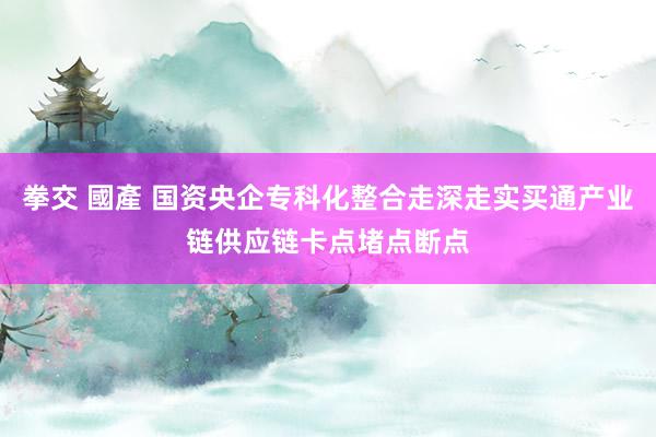 拳交 國產 国资央企专科化整合走深走实买通产业链供应链卡点堵点断点