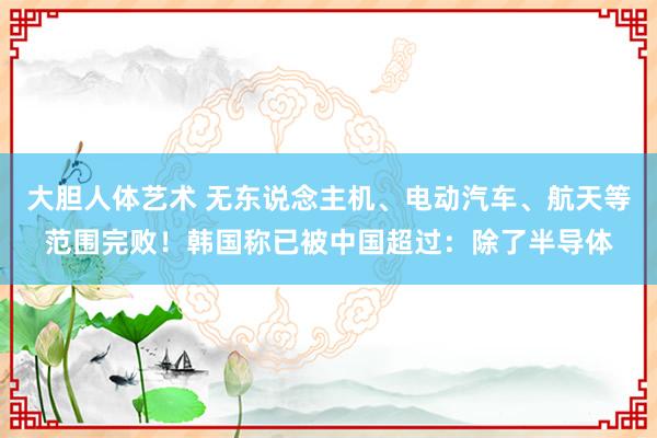 大胆人体艺术 无东说念主机、电动汽车、航天等范围完败！韩国称已被中国超过：除了半导体