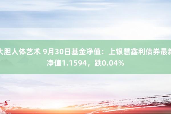 大胆人体艺术 9月30日基金净值：上银慧鑫利债券最新净值1.1594，跌0.04%