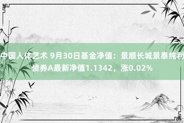 中国人体艺术 9月30日基金净值：景顺长城景泰纯利债券A最新净值1.1342，涨0.02%