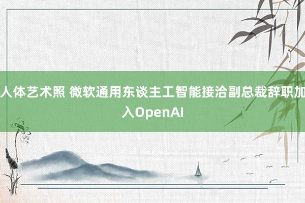 人体艺术照 微软通用东谈主工智能接洽副总裁辞职加入OpenAI