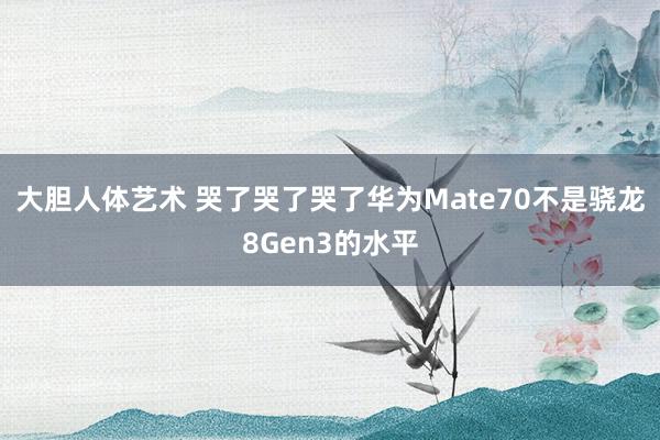 大胆人体艺术 哭了哭了哭了华为Mate70不是骁龙8Gen3的水平