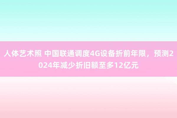 人体艺术照 中国联通调度4G设备折前年限，预测2024年减少折旧额至多12亿元