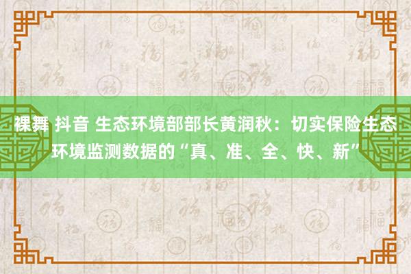 裸舞 抖音 生态环境部部长黄润秋：切实保险生态环境监测数据的“真、准、全、快、新”