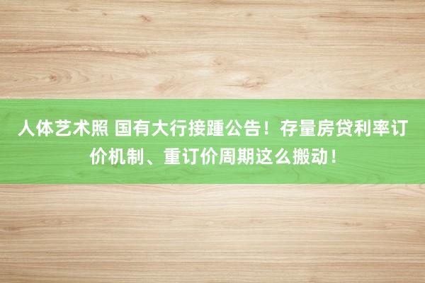 人体艺术照 国有大行接踵公告！存量房贷利率订价机制、重订价周期这么搬动！