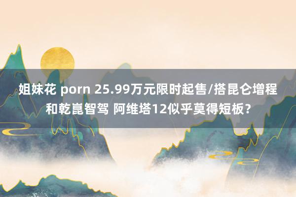 姐妹花 porn 25.99万元限时起售/搭昆仑增程和乾崑智驾 阿维塔12似乎莫得短板？