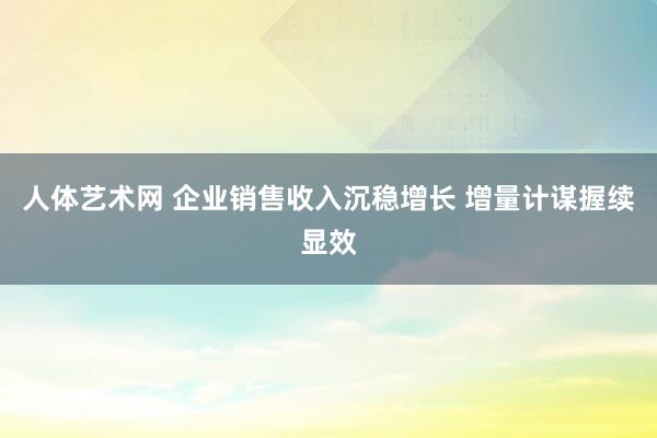 人体艺术网 企业销售收入沉稳增长 增量计谋握续显效