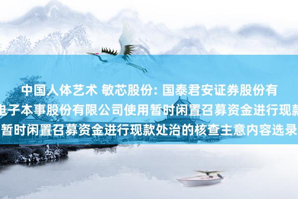 中国人体艺术 敏芯股份: 国泰君安证券股份有限公司对于苏州敏芯微电子本事股份有限公司使用暂时闲置召募资金进行现款处治的核查主意内容选录