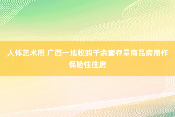 人体艺术照 广西一地收购千余套存量商品房用作保险性住房