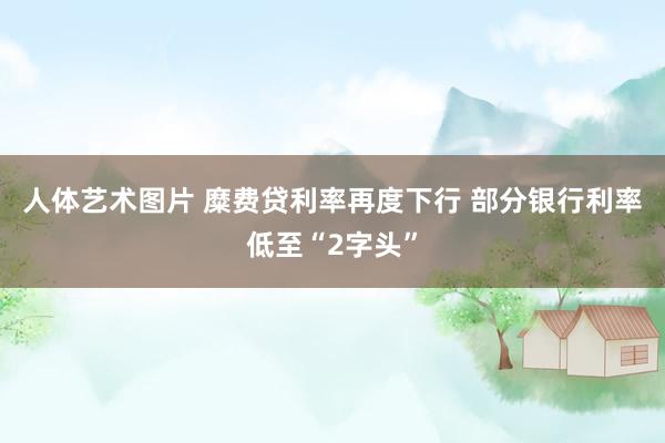 人体艺术图片 糜费贷利率再度下行 部分银行利率低至“2字头”