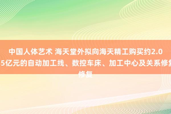 中国人体艺术 海天堂外拟向海天精工购买约2.065亿元的自动加工线、数控车床、加工中心及关系修复