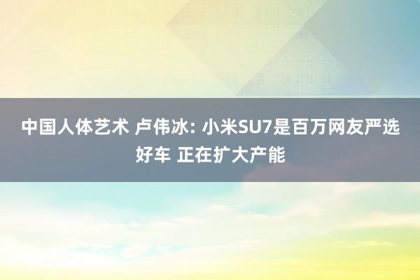 中国人体艺术 卢伟冰: 小米SU7是百万网友严选好车 正在扩大产能