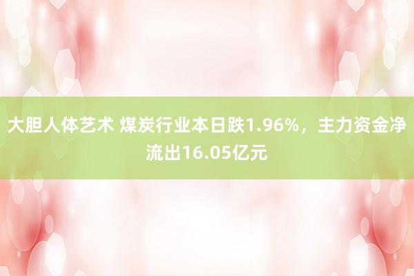 大胆人体艺术 煤炭行业本日跌1.96%，主力资金净流出16.05亿元