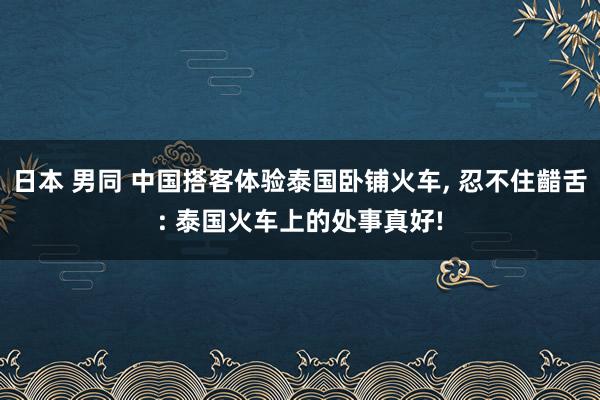 日本 男同 中国搭客体验泰国卧铺火车， 忍不住齰舌: 泰国火车上的处事真好!