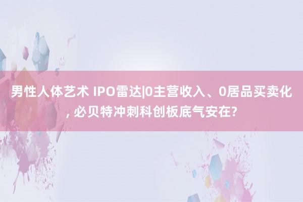 男性人体艺术 IPO雷达|0主营收入、0居品买卖化， 必贝特冲刺科创板底气安在?