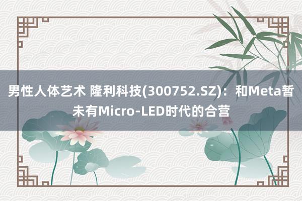 男性人体艺术 隆利科技(300752.SZ)：和Meta暂未有Micro-LED时代的合营