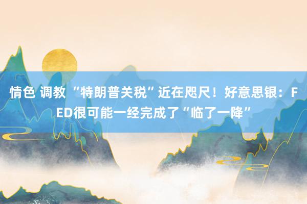 情色 调教 “特朗普关税”近在咫尺！好意思银：FED很可能一经完成了“临了一降”